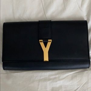 Saint Laurent Y Ligne Calfskin Leather Clutch